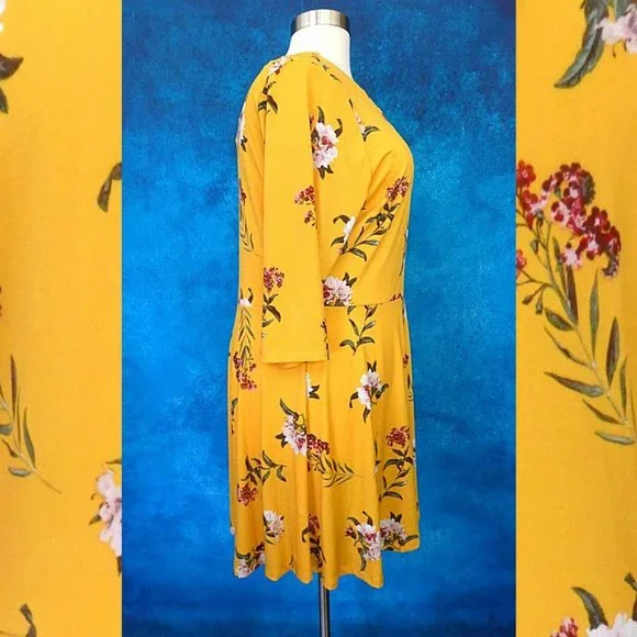 NWT Rue Yellow Floral Dress Size 3X - Picture 6 of 8
